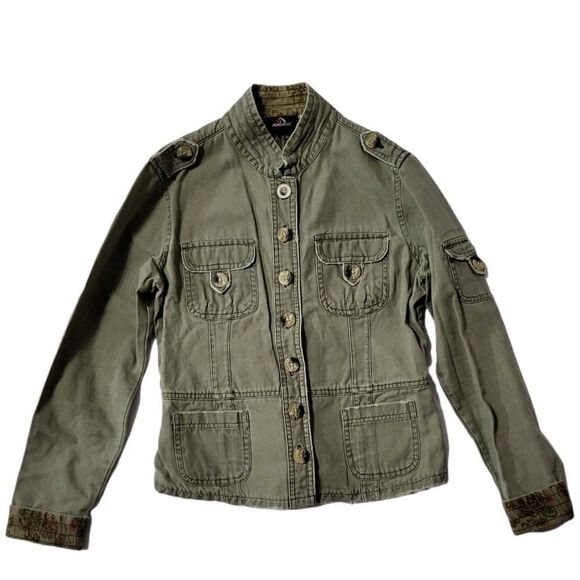 𝅺JORDACHE Denim Jean Jacket Size M 7/9 Juniors Green - Picture 1 of 9